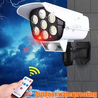 Luci impermeabili ad energia solare, luci da parete con rilevamento a distanza, luci da cortile 77LED, telecamere di sorveglianza simulate, lampioni stradali