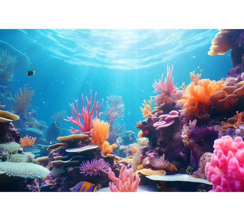 Underwater World Fish Coral Aquarium Theme Photography Backdrop, Children's Birthday Party, Home Decoration Photography Backdrop