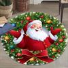 1Pcs Christmas Pattern Round Carpet Santa Claus Print Area Rug Chair Living Room Bedroom Hanging Basket Toddler Floor Decoration Rug