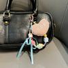 Elegant Lattice Heart Ribbon Bows Bag Pendant Handmade Mobile Phone Chain Backpack Decoration for Fashion Enthusiasts