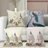 Peacock Tree Deer Printed Decorative Cushion Covers Polyester Pillowcase, Sofa Decorative Cushion Cov Headboard Pillow