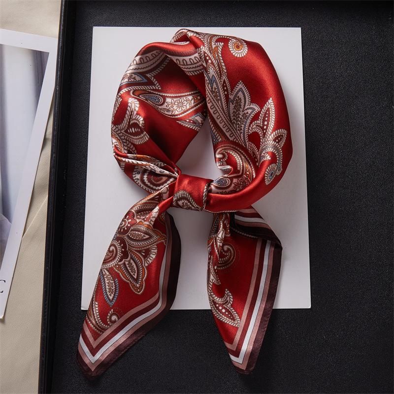 Hangzhou silk red versatile 100% silk square scarf cashew paisley high-end mulberry silk silk scarf scarf women 68*68cm
