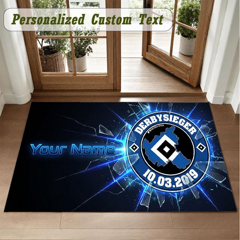 Crystal Velvet Square Rug Custom NameHamburger SV Pattern Non Slip Home Floor Decor Rug