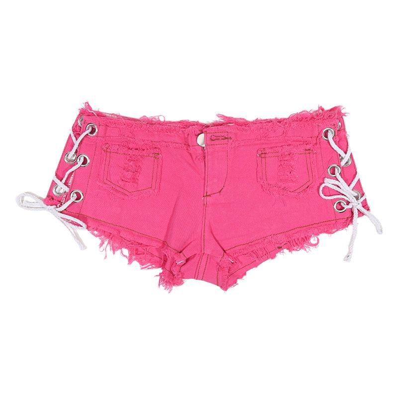 Damen Sexy Cut Off Low Waist Ripped Denim Jeans Shorts Bequeme Minihosen Strandparty Clubwear