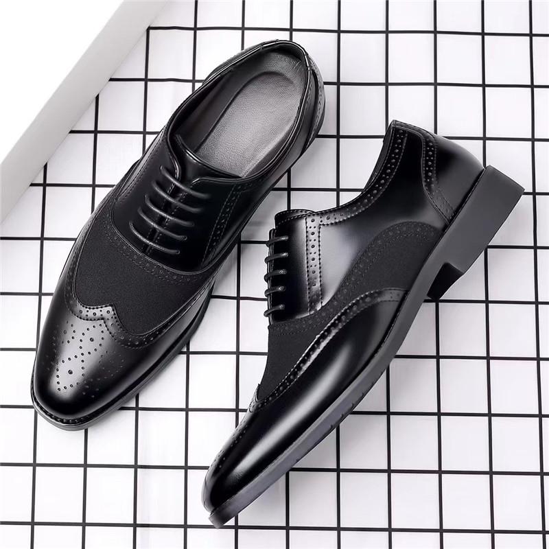 Fashion Retro Fashion New Men's Pointed Mixed Color Lace Up Leather Oxford Shoes Designer Formal Wedding Prom Dress Homecoming Footwear