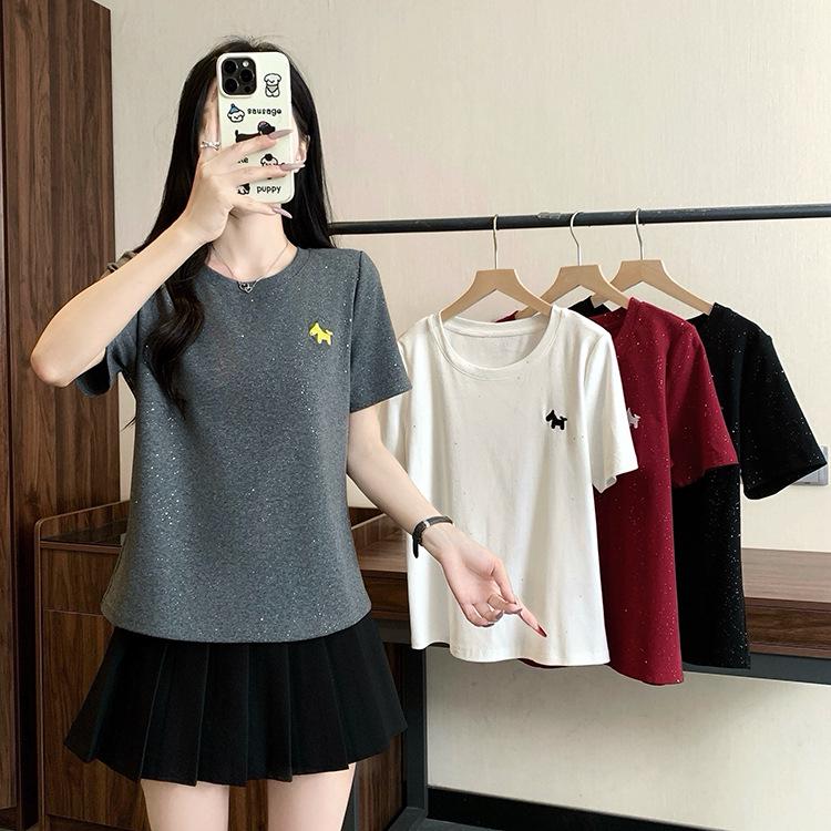 

2026 Summer Plus Size Women s Casual Cartoon Pony Shiny Short Sleeve T-shirt 3XL