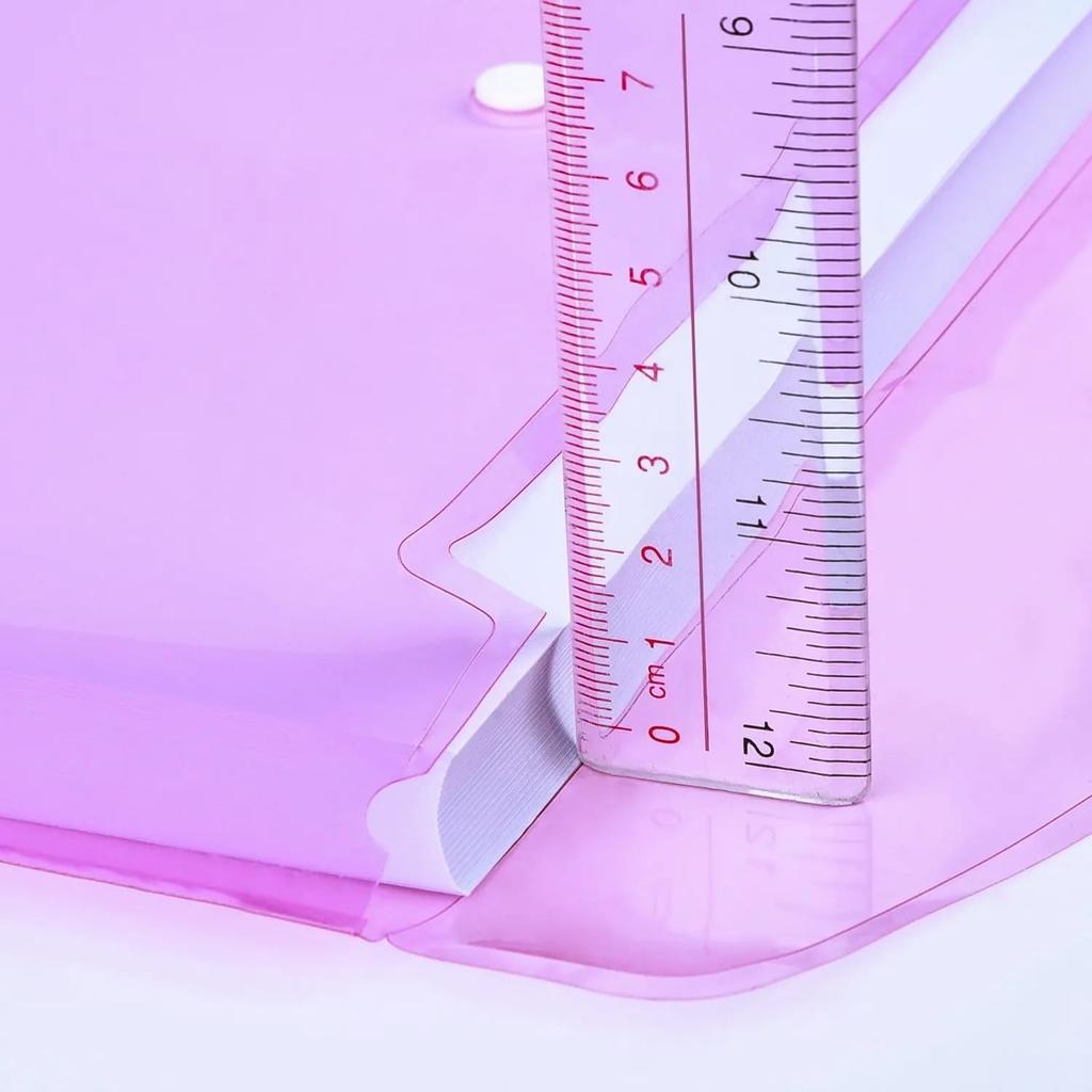 Audiofan Clear File Set A4 File Button Envelope Document Receipt for and Organizing Documents and Materials Yellow Pink Transparent Blue Purple 2 of