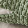 Green Pillow Covers Spring Decorations Boho Striped Corduroy Throw Pillow Cases Soft Plush Farmhouse Couch Cushion Case 45x45CM