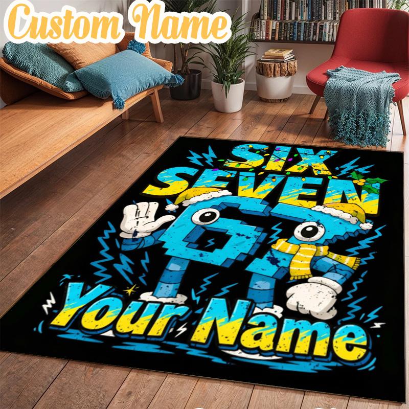 Custom Name Space Adventure Six Seven Rug Office Rug, Indoor Rug, Chair Rug, Living Rooms, Doormat Game Rug Home Decor Birthday Christmas Gifts