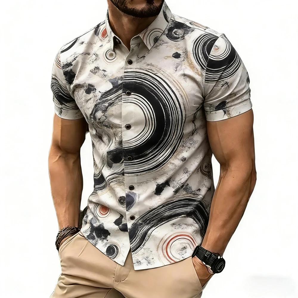 Camicia a quadri da uomo a maniche corte, vestibilità slim, casual con bottoni