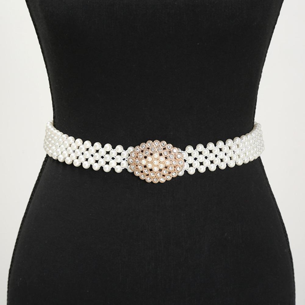 Široký elastický pas Bling dámský pásek Sweet Pearl pasový pásek sukně dekorativní