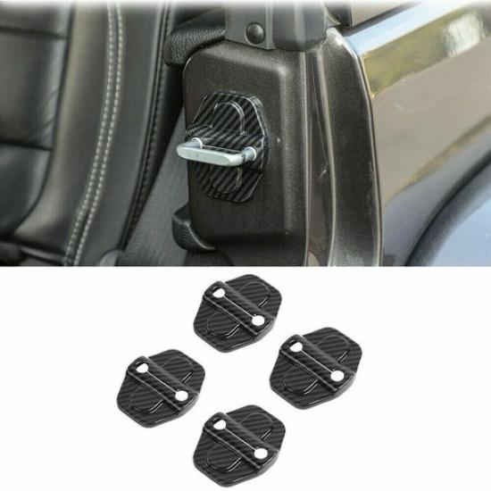 4x Car Door Lock Cover Buckle Trim Bezel For Jeep Wrangler JL JT Carbon Fiber