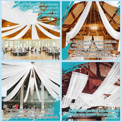 Drappeggi da Soffitto Bianchi Matrimoni Arco Tenda Semitrasparente in Chiffon per Sfondo Cerimonia Festa di Natale Decorazione Drappeggio Tenda