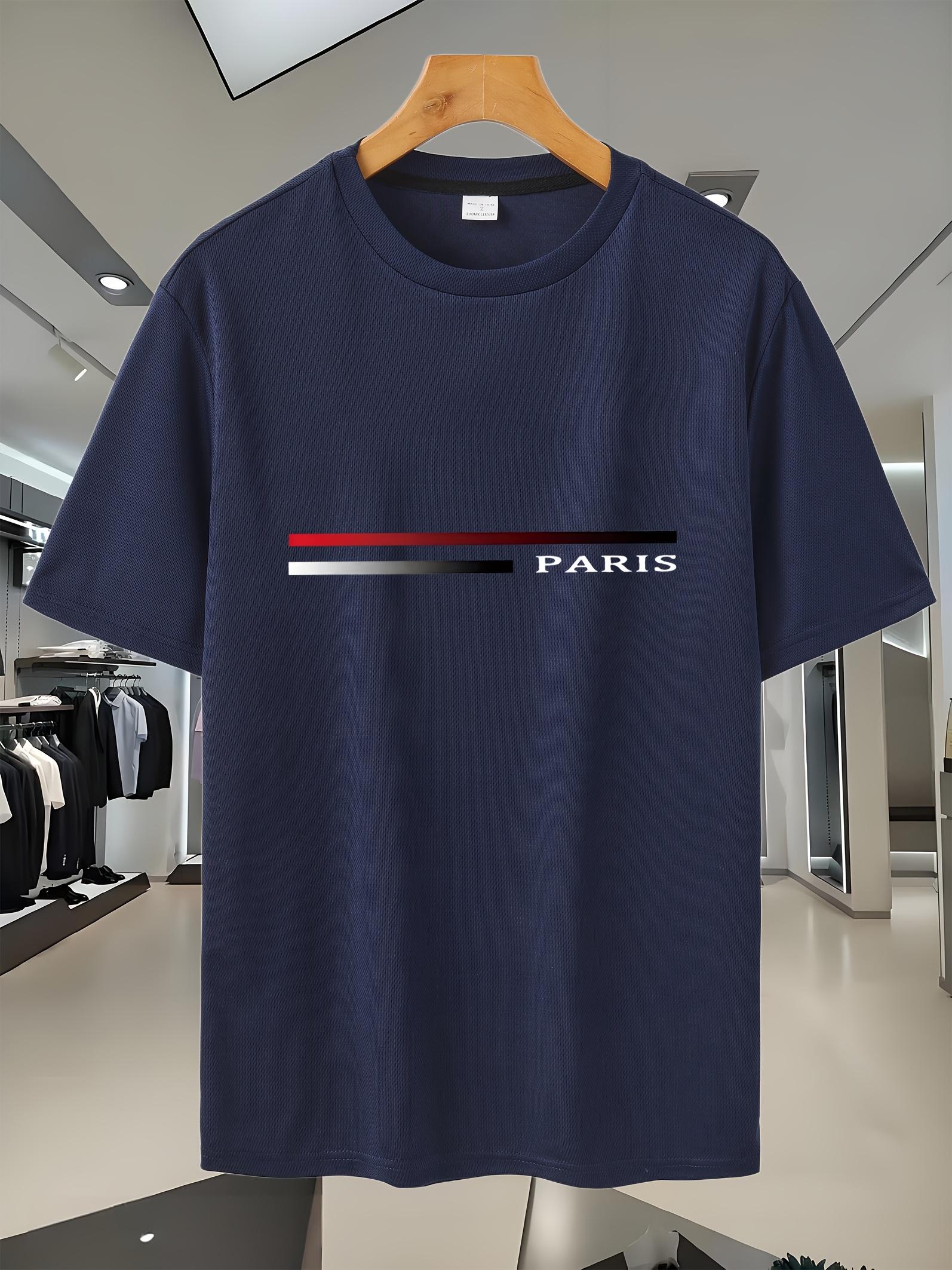 71D Summer Fashion Paris Print Breathable Mesh T-shirt - Short Sleeve XXXL