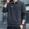 JEEP SPIRIT Men's Autumn/Winter Loose Fit Half-Zip Polo Sweatshirt