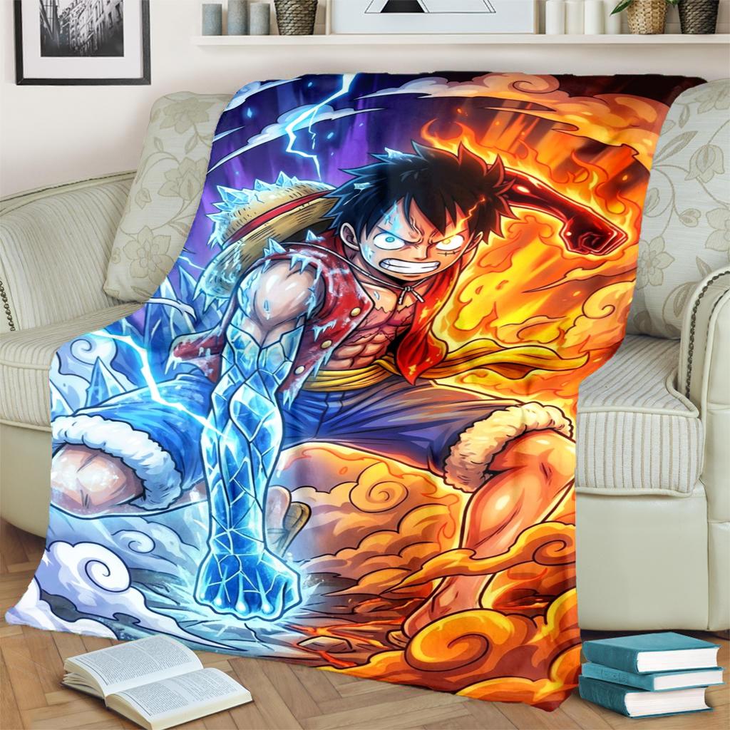 "ONE PIECE" Print Flannel Blanket Warm Comfortable for Bedrooms, Sofas, Beds, Chairs, Picnics, Travel