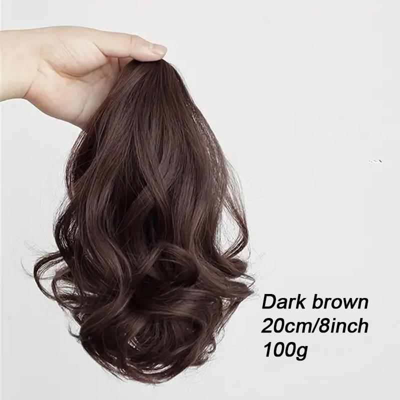 

Елегантна закручена синтетична перука з кучерявими хвилями, кінський хвіст із затискачем