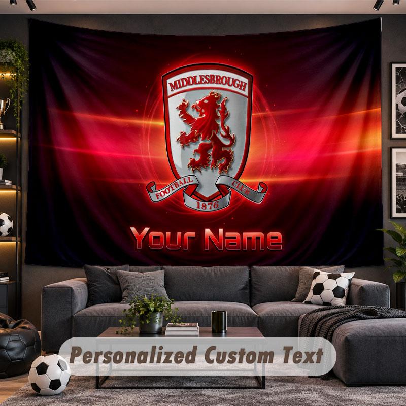 Wall Hanging Tapestry Custom NameMiddlesbrough FC Pattern Personalized Printed Fabric Wall Decor