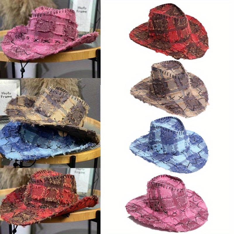 

1 шт., женская и мужская ковбойская шляпа в стиле ретро в стиле вестерн, классическая шляпа с широкими полями, уличная солнцезащитная шляпа, пляжная шляпа