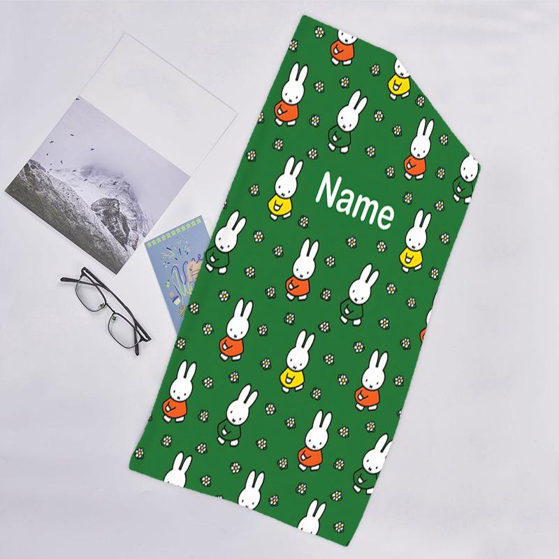 1pc Miffy1 Beach Towel with Custom Name, Beach/Swimming/Bath/Picnic/Camping Towel, Suitable for Seaside Beaches