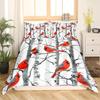 Roter Kardinal Bettbezug-Set Für Kinder Teenager Queen King Leichte Tagesdecke Tier Muster Bettwäsche-Set Schlafzimmer Dekor Ohne Bettdecke
