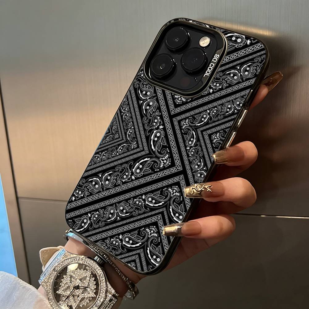 

Bandana Pattern For iPhone 17 16 15 14 13 12 11 Pro Max XS 17 Air Silicone Colored Silver Bumper Cover iPhone13ProMax