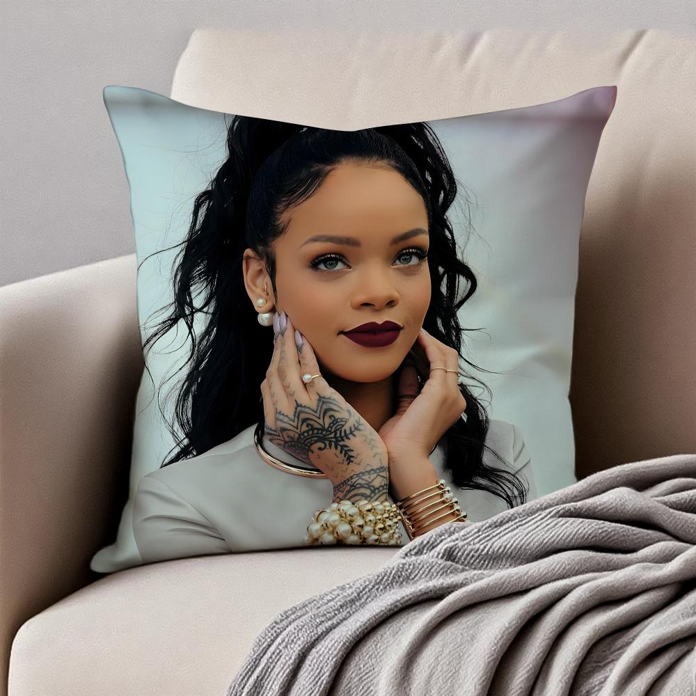 Bold RB Barbadian Singer RRihanna Cushion Cover Pillowcase Antidustmite Invisible Zipper Short Plush Sofa Cushion