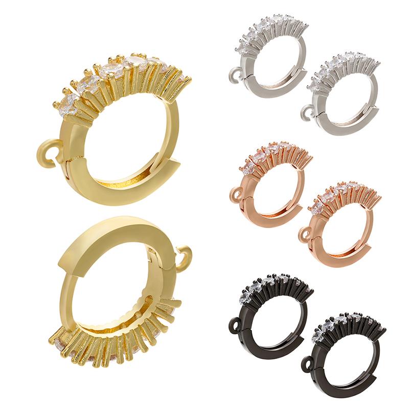 ZHUKOU Brass Gold Earring Hooks Accessories Crystal stud earrings hook for handmade Earrings Jewelry Making VE94
