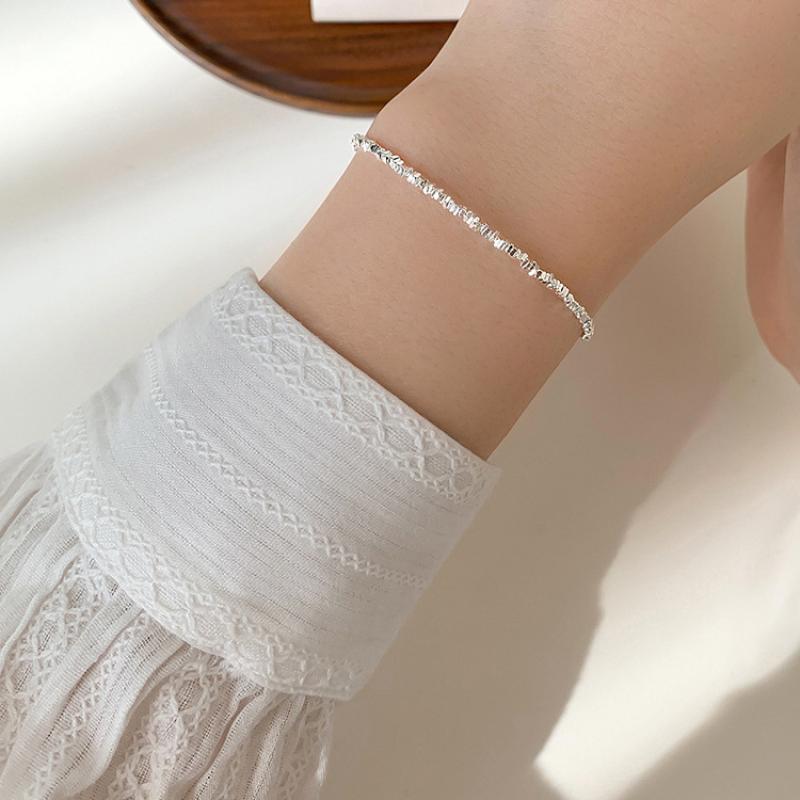 Silver Color Irregular Geometric Small Square Beaded Bracelet for Women Girl Simple Korean Jewelry Birthday Gift Dropshipping