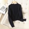 2025 Spring Women's Minimalist Solid Color Long Sleeve Knit Pullover