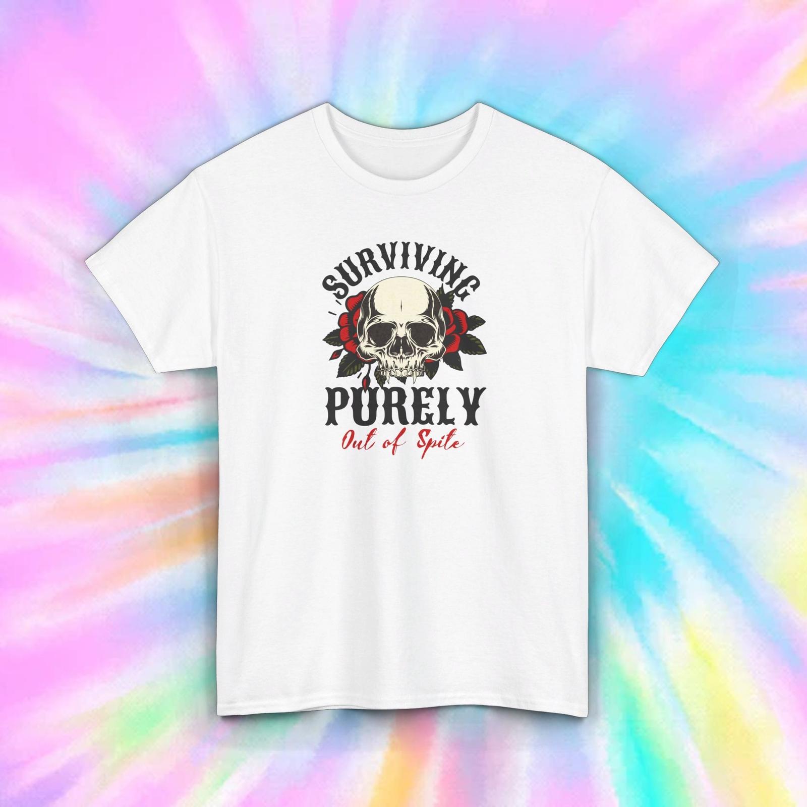 Surviving Purely Out of Spite Shirt | Skull Rose Graphic Tee | Dark Humor S разноцветный