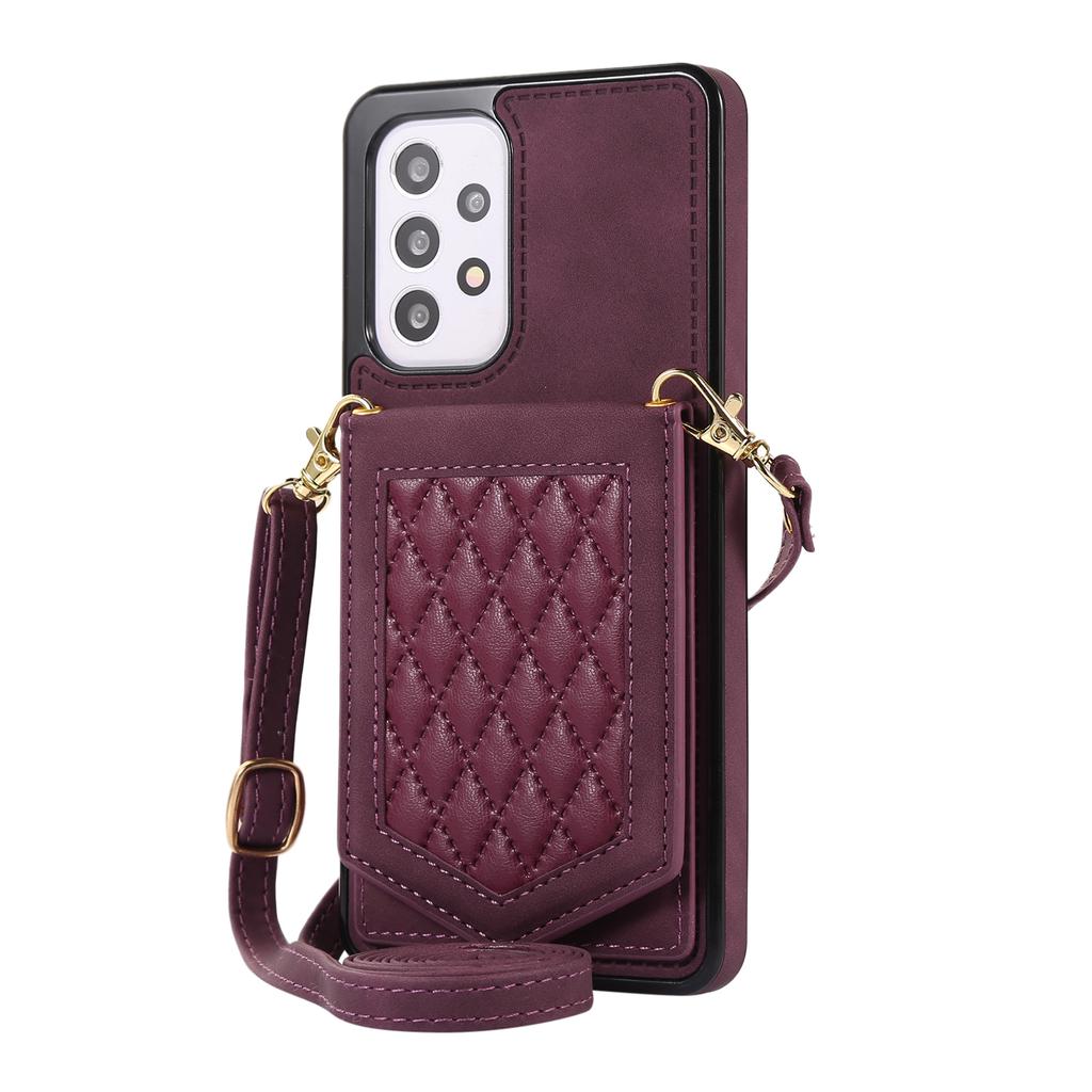 RFID Crossbody Mirror Lanyard Wallet Cards Holder Leather Case for Samsung S22 Ultra S21 Plus S23 S20fe A53 A13 A52S Stand Cover