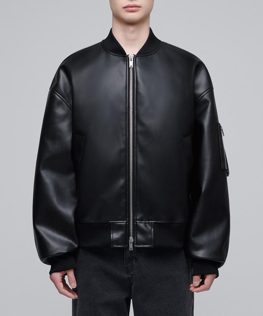 Musinsa Standard Synthetic Leather Extra Oversized Ma-1 Bomber Jacket [Black]