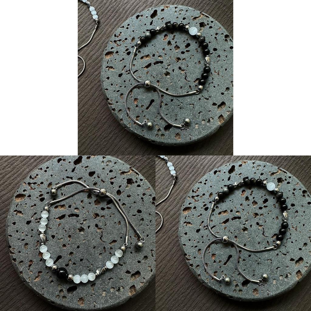 Cat Eye Silver Obsidian Adjustable Bracelet For Men Women Trendy Jewelry Gift