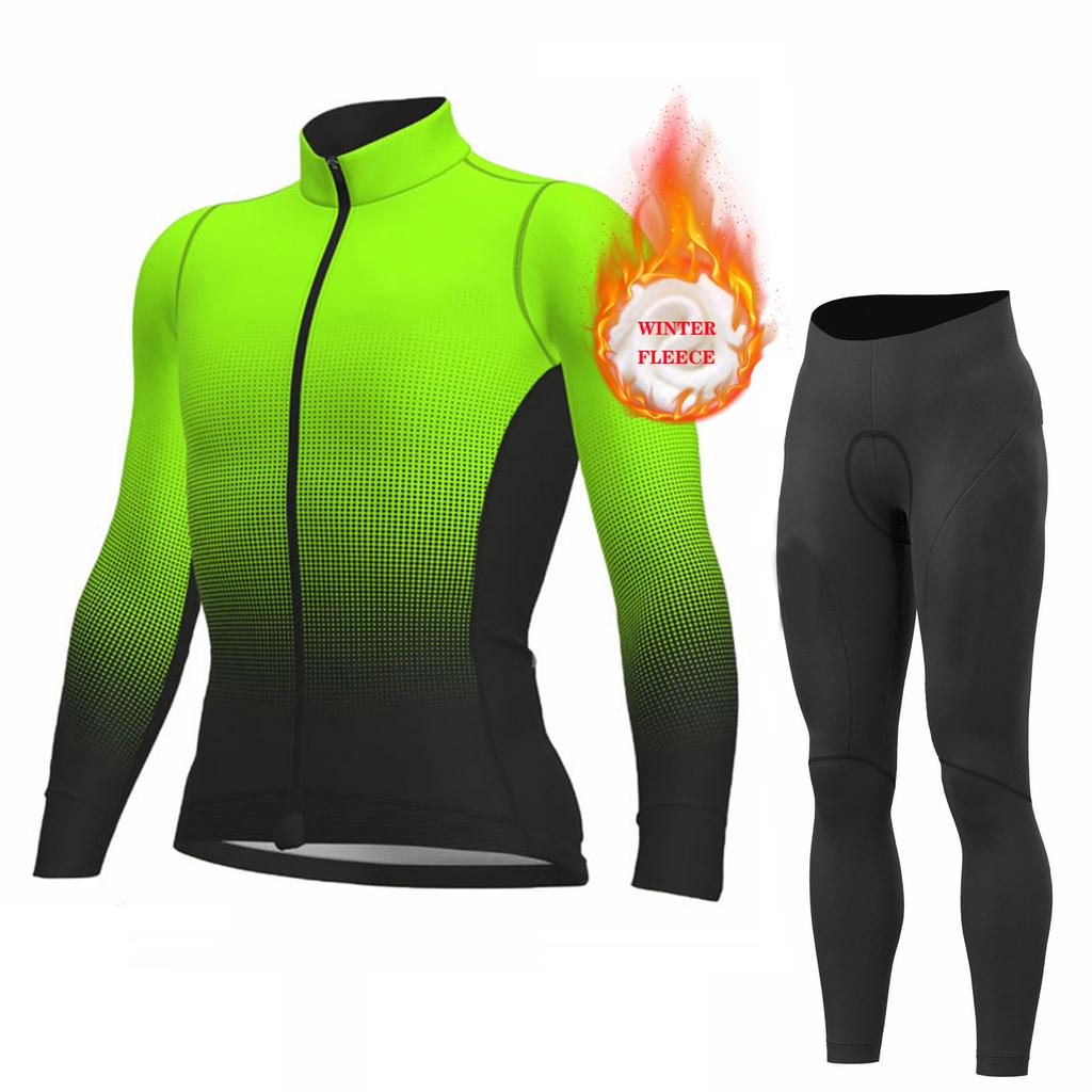 2026 Winter Warm Cycling Clothing Set Long Sleeve Thermal Fleece Cycling Jersey Set Bib Pants Ropa Ciclismo Bicycle Clothing MTB Bike Jersey Uniform