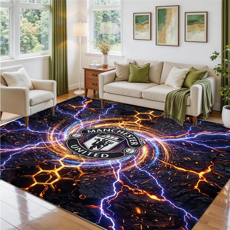 Manchester United Design Crystal Velvet Rug Soft Decorative Mat for Bedroom Entrance