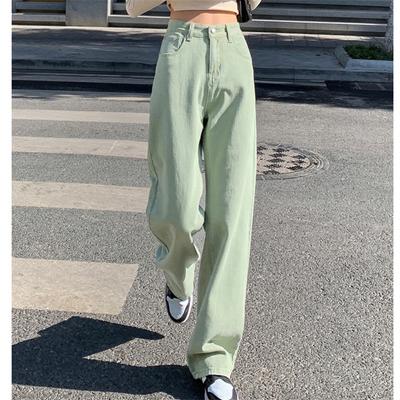 Primavera 2022 moda feminina cintura alta jeans feminino perna larga folgado mulher jeans reto longo calças jeans mãe calças jeans
