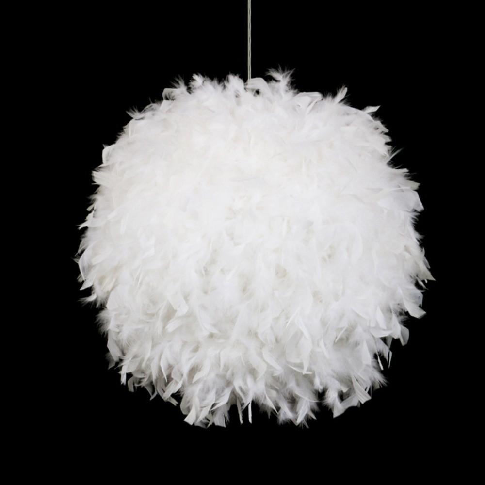 White Feather Shade Feather Pendant Light E27 Holder Fluffy Feather Design Feather Chandelier Cozy Soft Creative Hanging Lamp белый