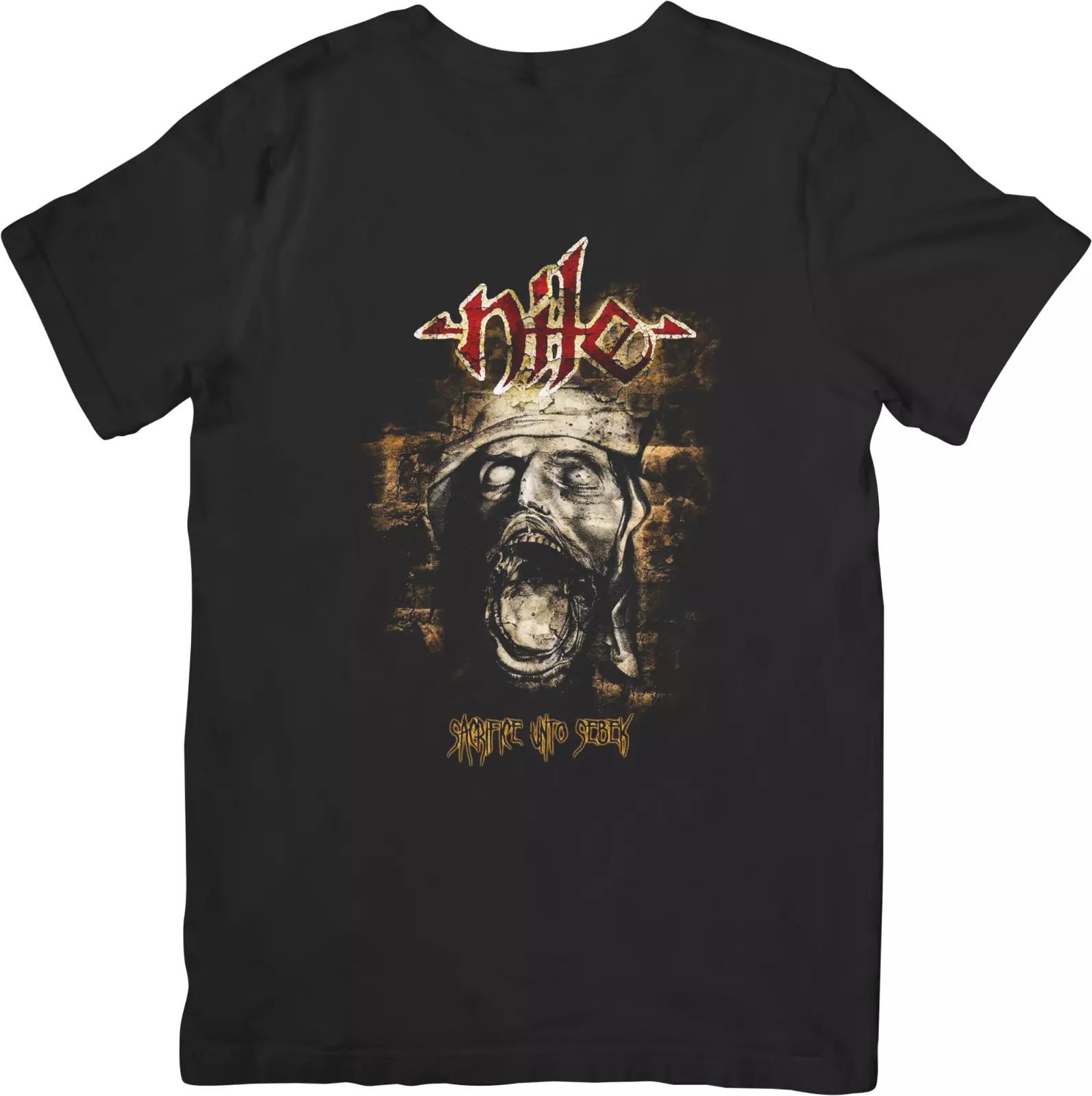 Nile хэви-метал Музыка Унисекс Посадка для мужчин и женщин Качественная хлопковая футболка Черная 2XL