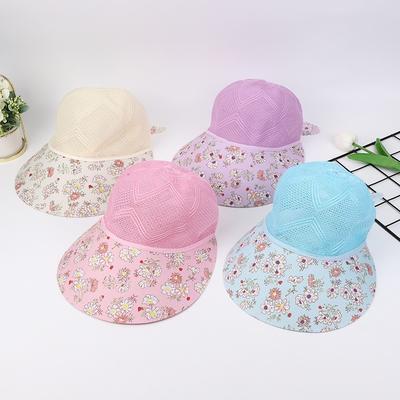 Sommerliches florales Mesh Damen Strandvisier, Tee pflücken, Radfahren, Outdoor großes Verlängerungsvisier, gestrickte Erwachsenenhut