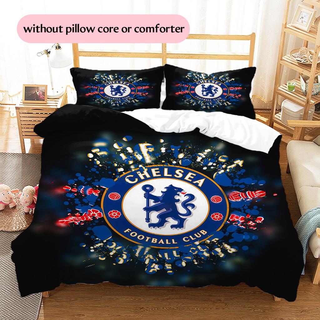 Chelsea FC Pattern Bedding Quilt Set  Home Decoration  Gift (1 * duvet cover + 2 * pillowcase  without core)
