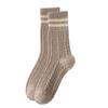 1 Pair Women Socks Ribbed Cuffs Twist Textures Sweat-absorbent Elastic Socks Autumn Winter Mid-tube Thick Warm Socks