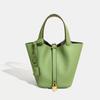 2026 Women's Genuine Leather Cowhide Basket Bucket Bag - Versatile, High-End Handbag