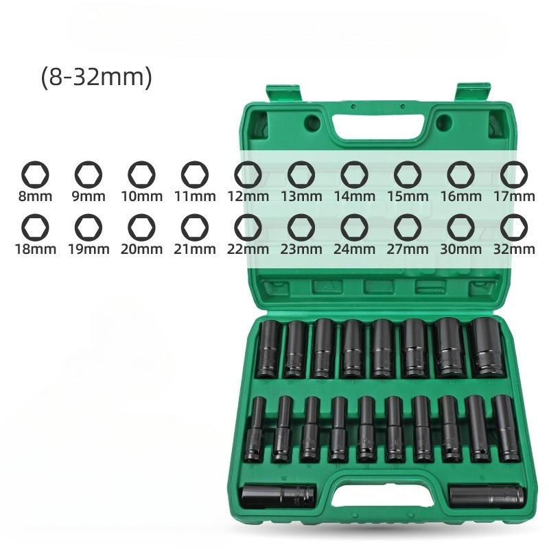 Набор ударных 6-гранных головок 20 шт./комплект Метрические размеры Набор ударных головок из углеродистой стали с прочным кейсом
