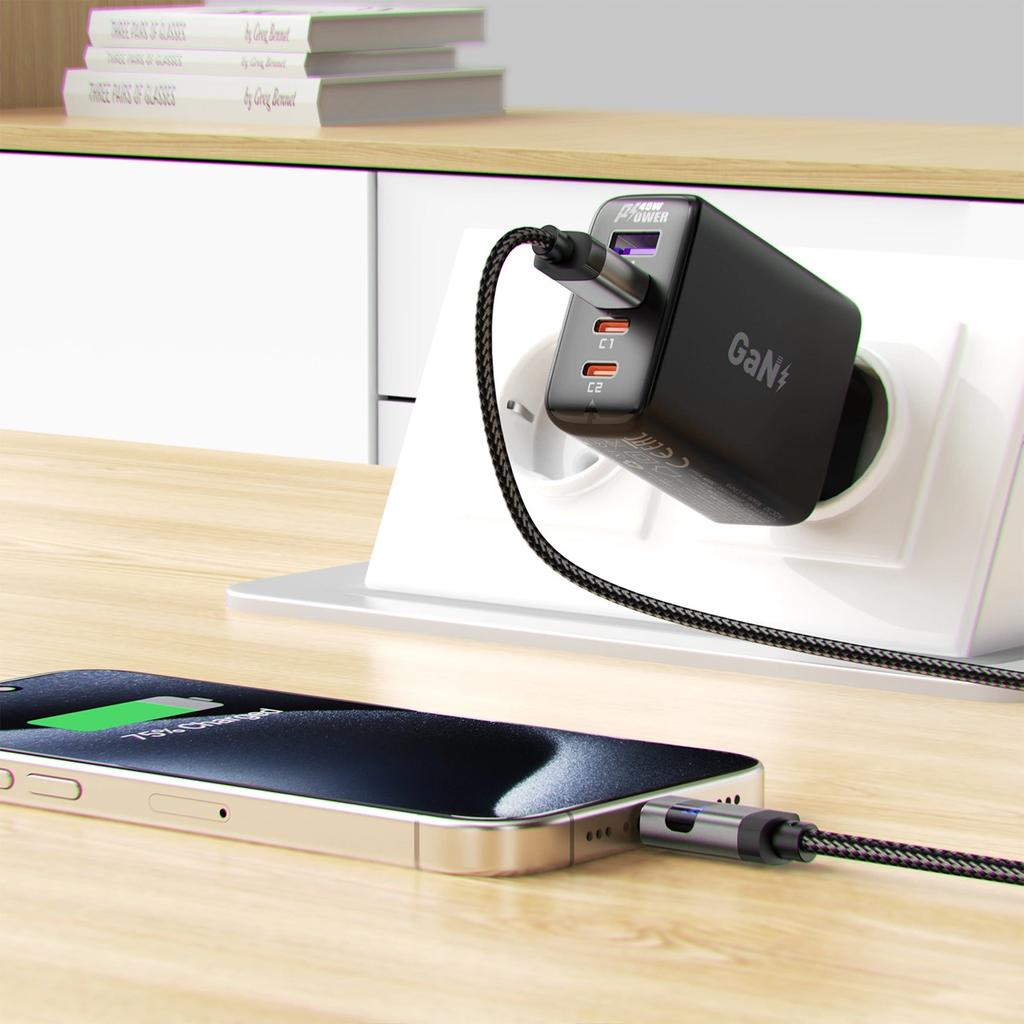 Kabel Acefast C15-04 Usb-A - Usb-C Z Wyświetlaczem 480Mb/S 66W 1.2M - Czarny