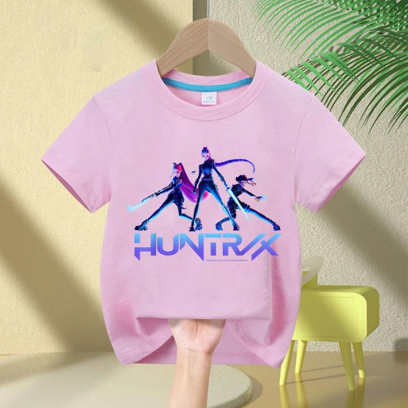 KPop Demon Hunters Rumi Zoey Mira 2025 Neck Cartoon Boys Tee Kids Girls T-shirt Print Fashion Casual Tops Casual Girl Clothes