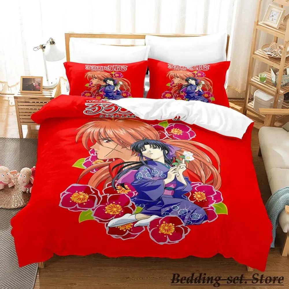 Rurouni Kenshin Bedding Set Single Twin Full Queen King Size Bed Set Adult Kid Bedroom Duvetcover Sets Anime Parure De Lit Bed
