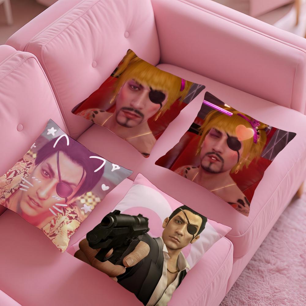 Goro Majima Yakuza Meme Pillow Case Silky Short Plush With Invisible Zipper Dustproof Sofa Cushion Cover For Home Decor