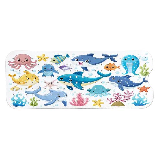 Bath Mat with Drainage Holes, Anti-Slip Texture Foot Massage Mat, Food-Grade PVC Material Suction Cups Bathtub Mat