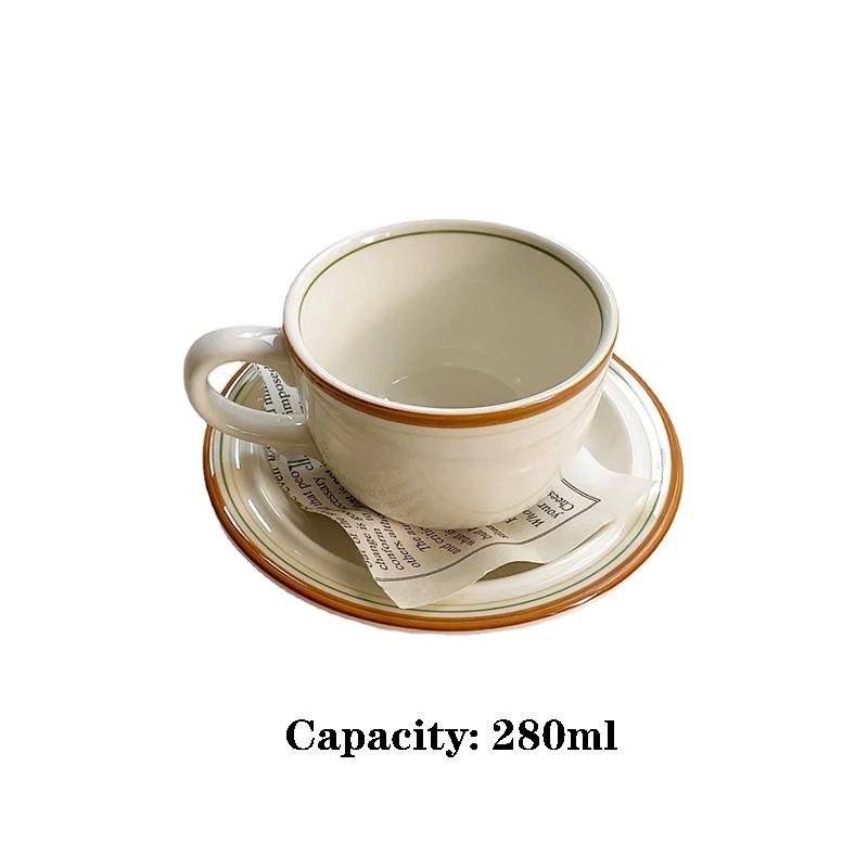 Vintage Mug Color Coil Ceramic Coffee Cup and Plate Set Latte    Cute  Tea